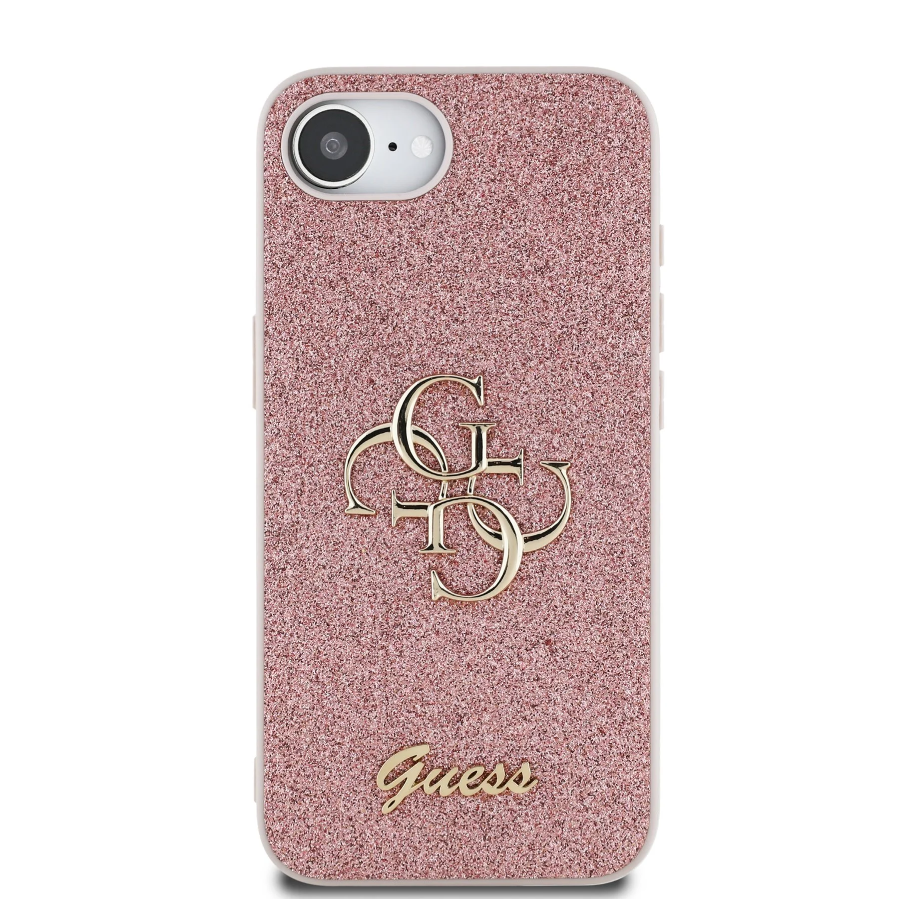 Калъф GUESS Apple iPhone 16e, PU Fixed Glitter 4G Metal Logo, розов - GUHCPSE4HG4SGP – снимка 3