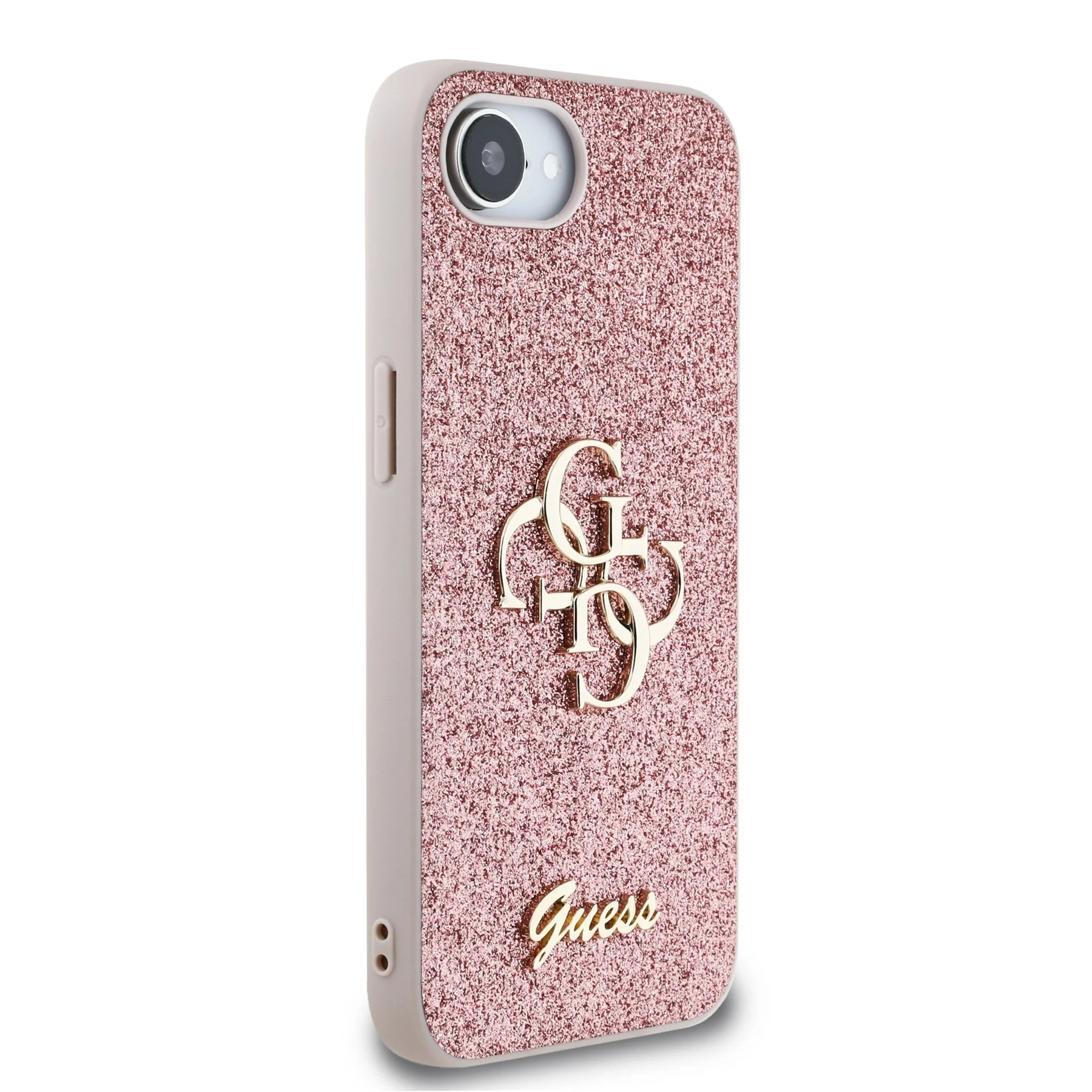 Калъф GUESS Apple iPhone 16e, PU Fixed Glitter 4G Metal Logo, розов - GUHCPSE4HG4SGP – снимка 4