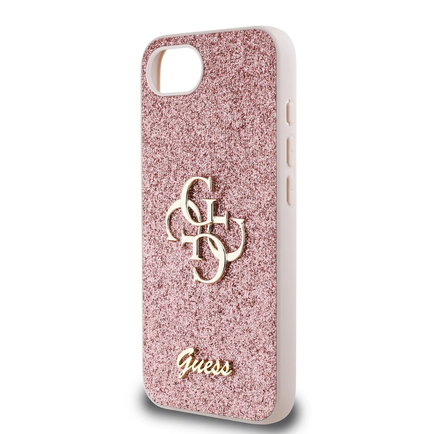 Калъф GUESS Apple iPhone 16e, PU Fixed Glitter 4G Metal Logo, розов - GUHCPSE4HG4SGP – снимка 5