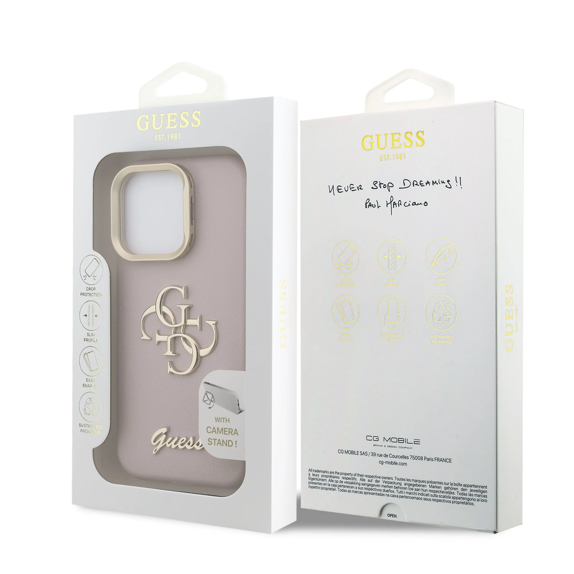 GUESS Калъф Apple iPhone 16 Pro, PU Grained 4G Logo Stand Camera Frame, розов - GUHCP16LPCS4GSP – снимка 7