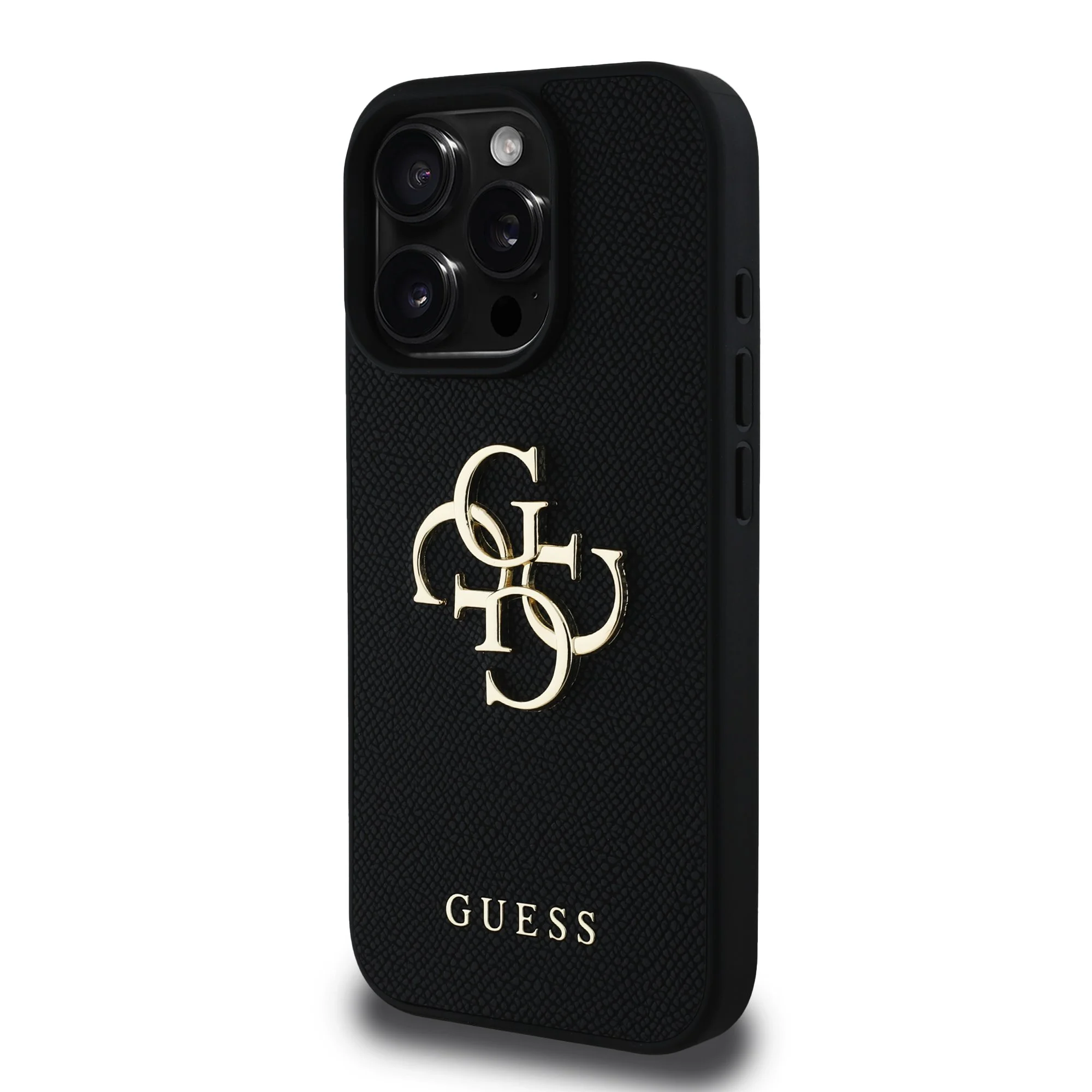 GUESS Калъф Apple iPhone 16 Pro, PU Grained 4G Metal Logo, черен - GUHCP16LPGT4MBK – снимка 7