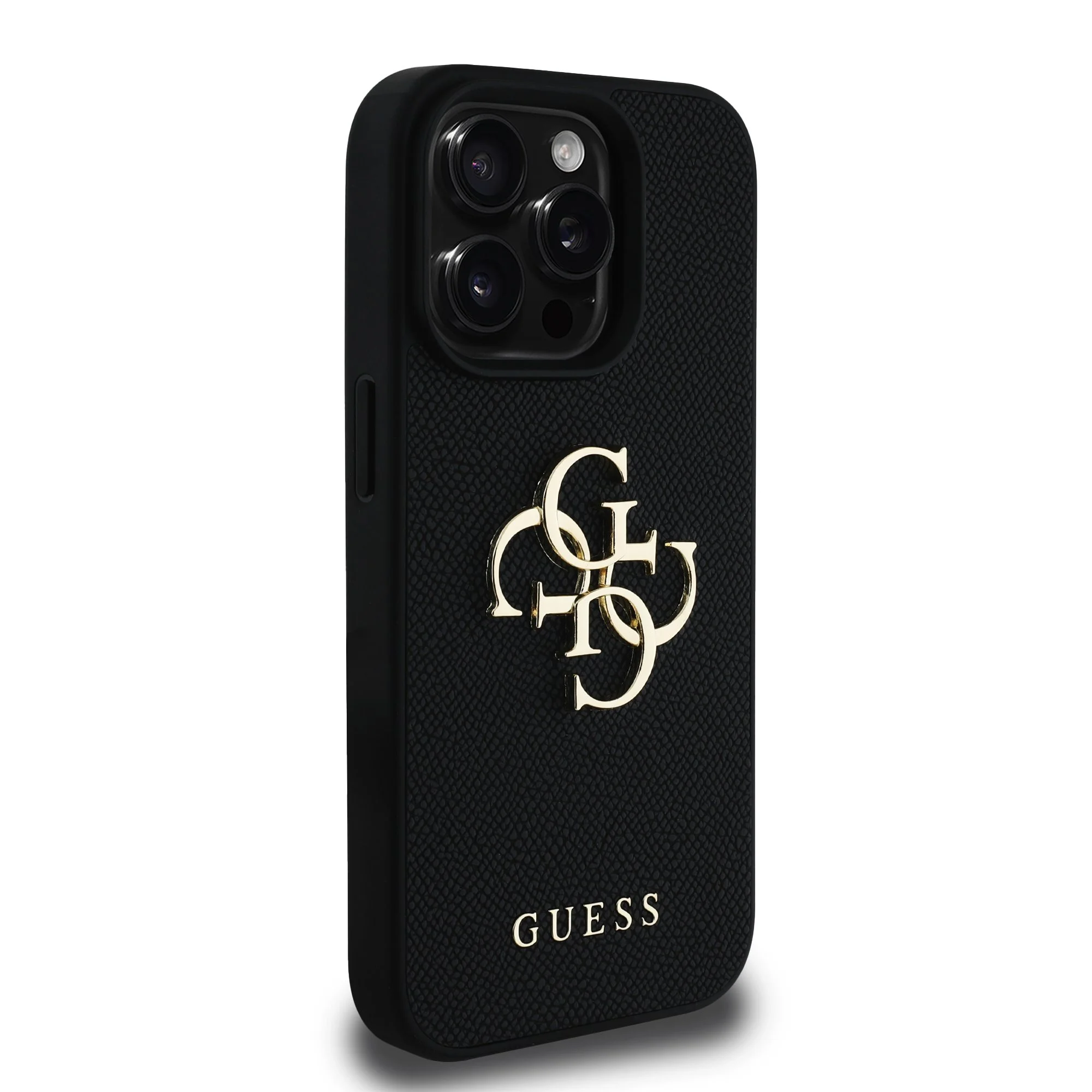 GUESS Калъф Apple iPhone 16 Pro, PU Grained 4G Metal Logo, черен - GUHCP16LPGT4MBK – снимка 5