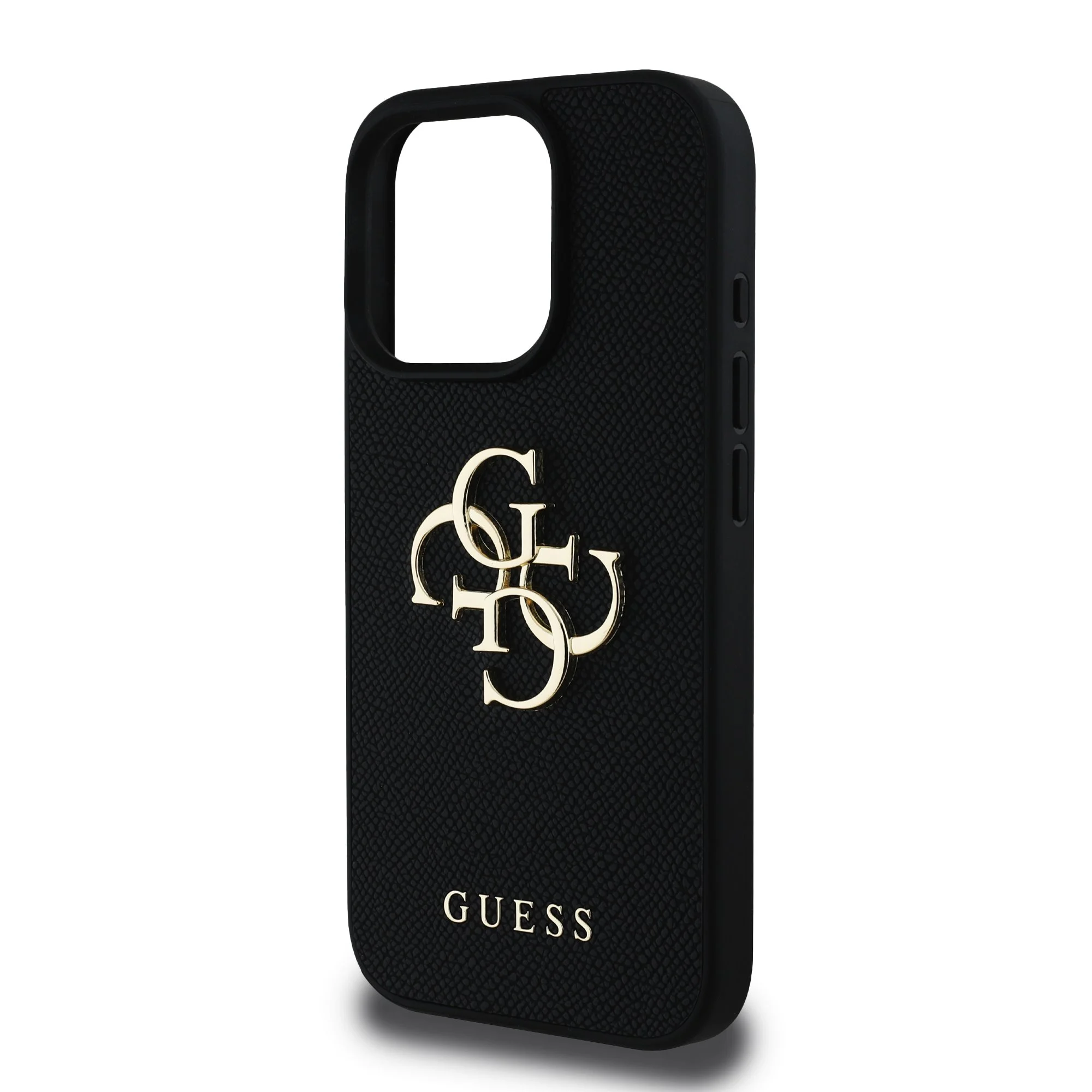 GUESS Калъф Apple iPhone 16 Pro, PU Grained 4G Metal Logo, черен - GUHCP16LPGT4MBK – снимка 4