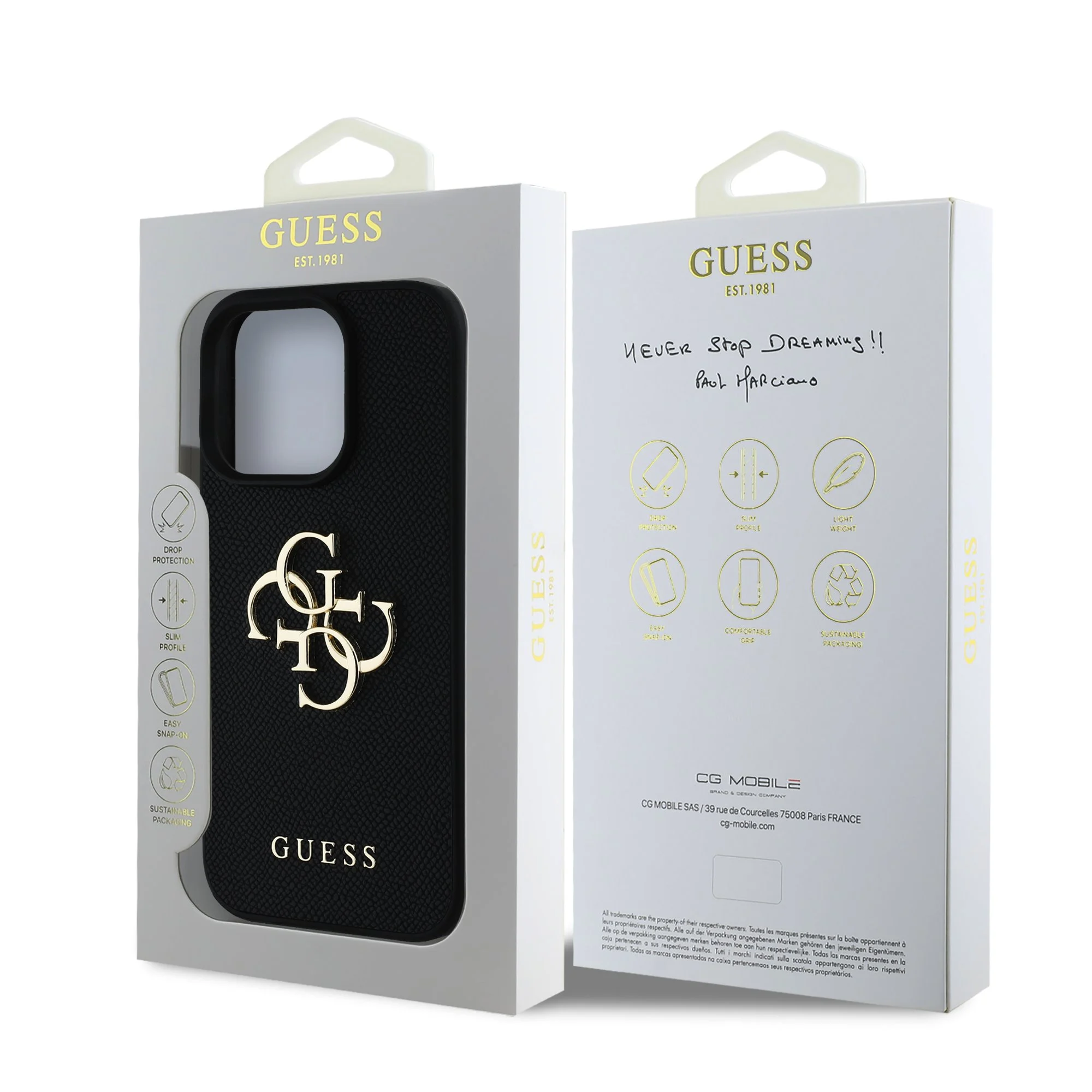 GUESS Калъф Apple iPhone 16 Pro, PU Grained 4G Metal Logo, черен - GUHCP16LPGT4MBK – снимка 2