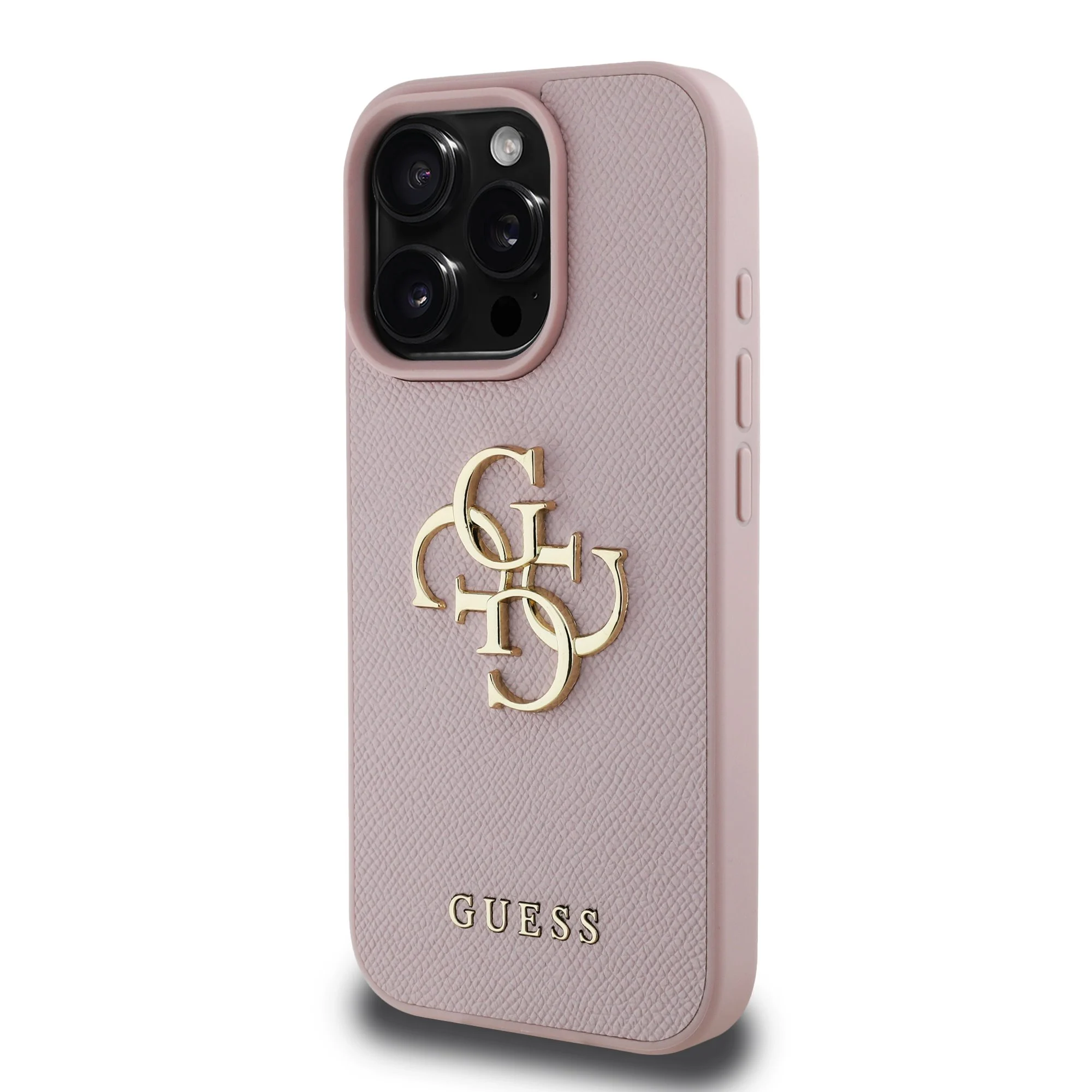GUESS Калъф Apple iPhone 16 Pro, PU Grained 4G Metal Logo, розов - GUHCP16LPGT4MBP – снимка 2