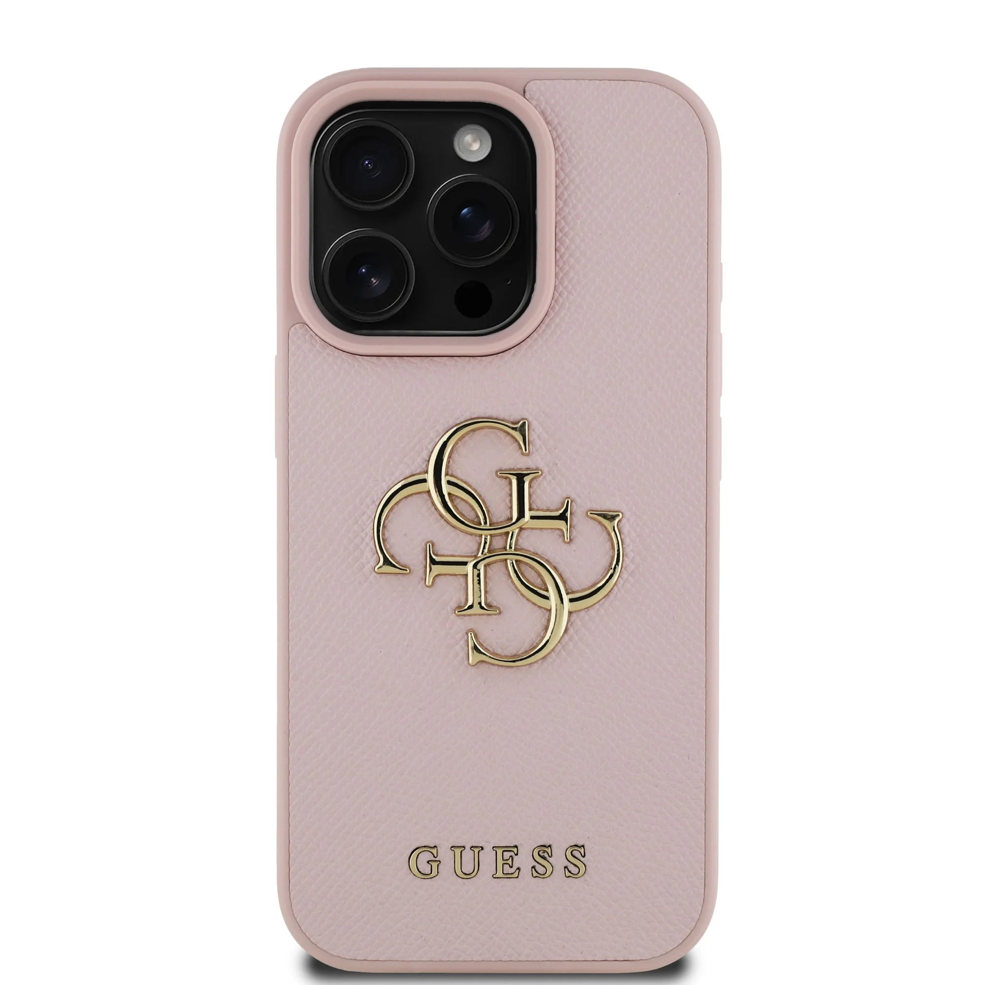 GUESS Калъф Apple iPhone 16 Pro, PU Grained 4G Metal Logo, розов - GUHCP16LPGT4MBP – снимка 3
