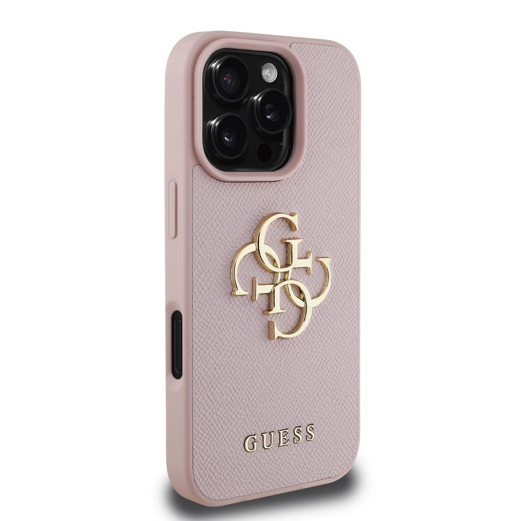 GUESS Калъф Apple iPhone 16 Pro, PU Grained 4G Metal Logo, розов - GUHCP16LPGT4MBP – снимка 4