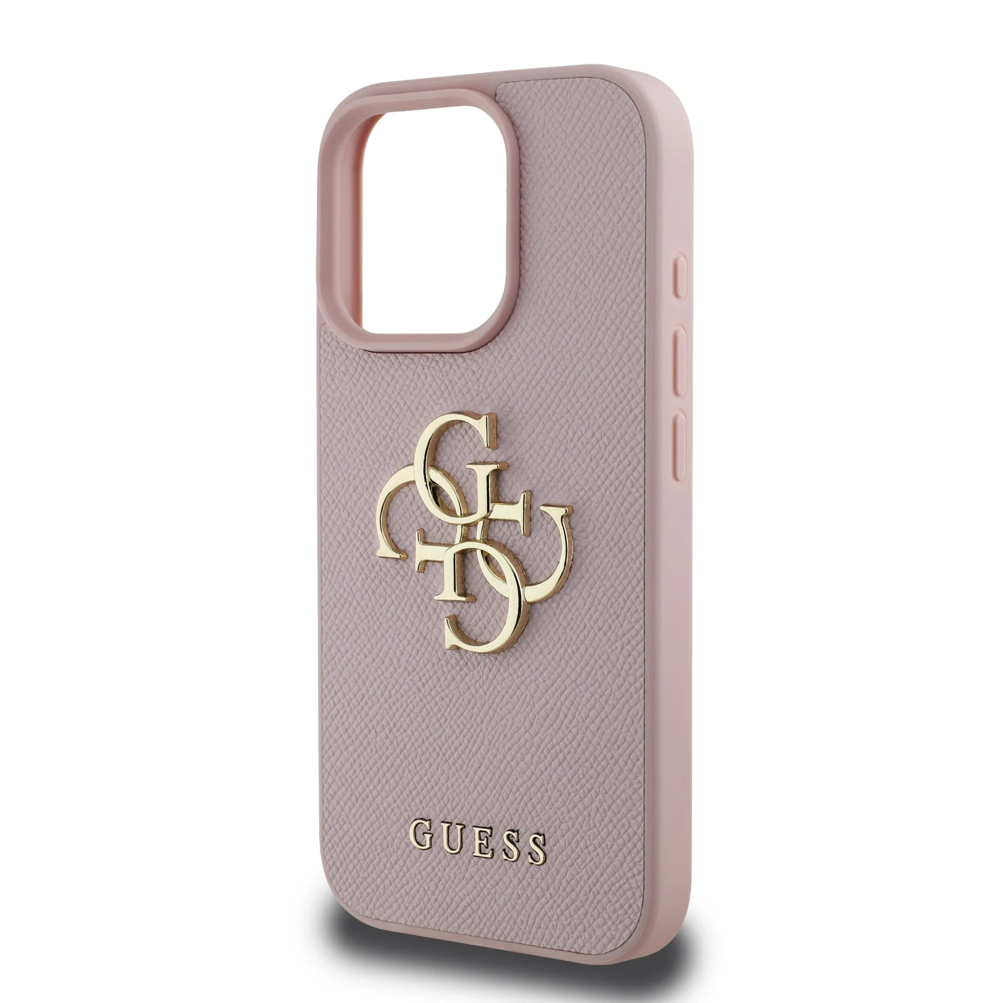 GUESS Калъф Apple iPhone 16 Pro, PU Grained 4G Metal Logo, розов - GUHCP16LPGT4MBP – снимка 5