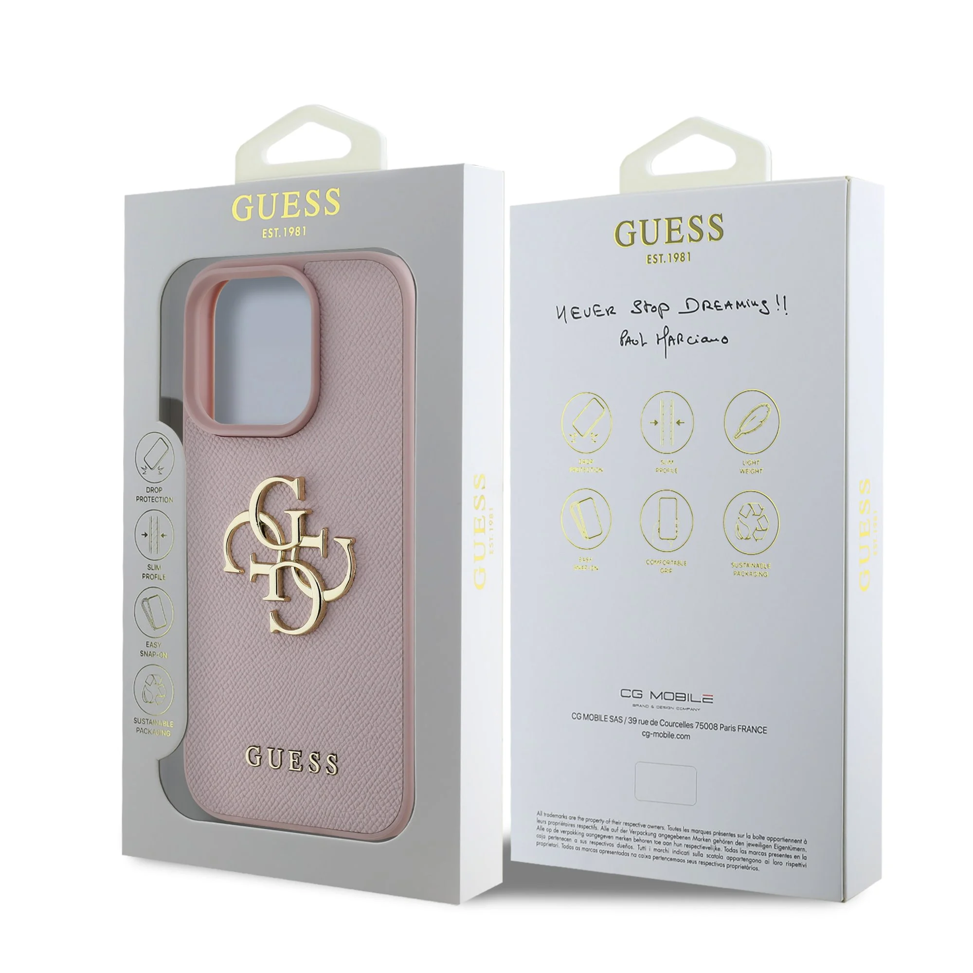 GUESS Калъф Apple iPhone 16 Pro, PU Grained 4G Metal Logo, розов - GUHCP16LPGT4MBP – снимка 7
