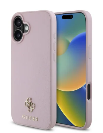 GUESS Калъф Apple iPhone 16 Plus, PU Grained 4G Small Metal Logo MagSafe, розов - GUHMP16MPGCSM4MP