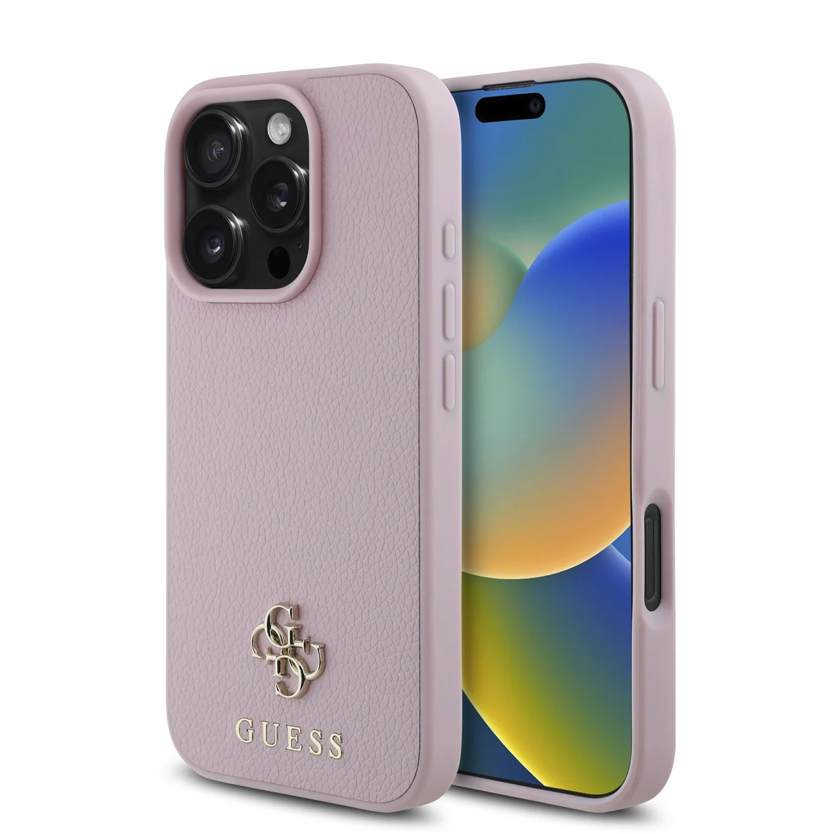 GUESS Калъф Apple iPhone 16 Pro, PU Grained 4G Small Metal Logo MagSafe, розов - GUHMP16LPGCSM4MP