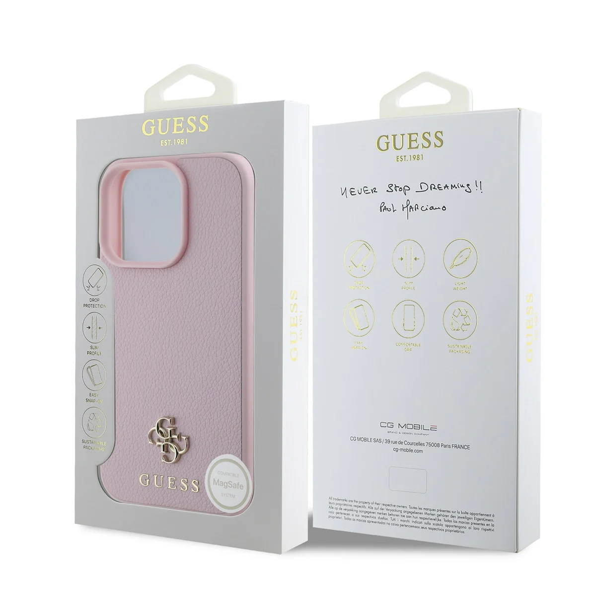 GUESS Калъф Apple iPhone 16 Pro, PU Grained 4G Small Metal Logo MagSafe, розов - GUHMP16LPGCSM4MP – снимка 6