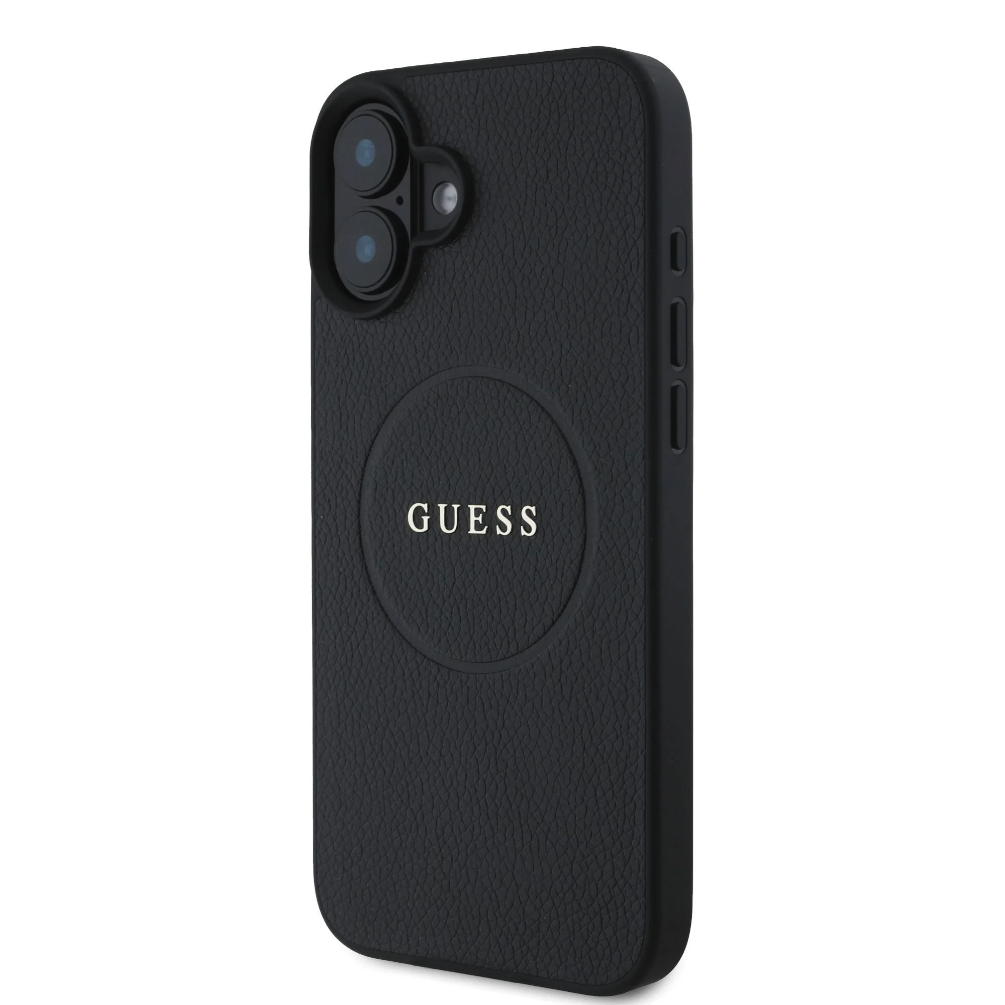 GUESS Калъф Apple iPhone 16 Plus, PU Grained Classic Logo MagSafe, черен - GUHMP16MPGHSMMK – снимка 5
