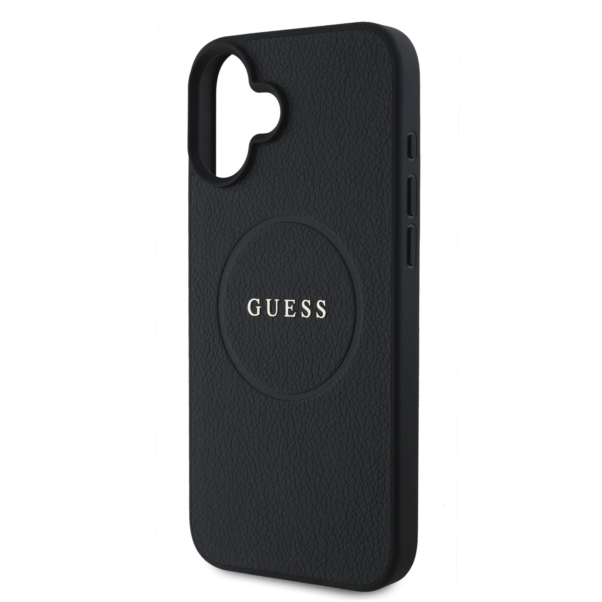 GUESS Калъф Apple iPhone 16 Plus, PU Grained Classic Logo MagSafe, черен - GUHMP16MPGHSMMK – снимка 4