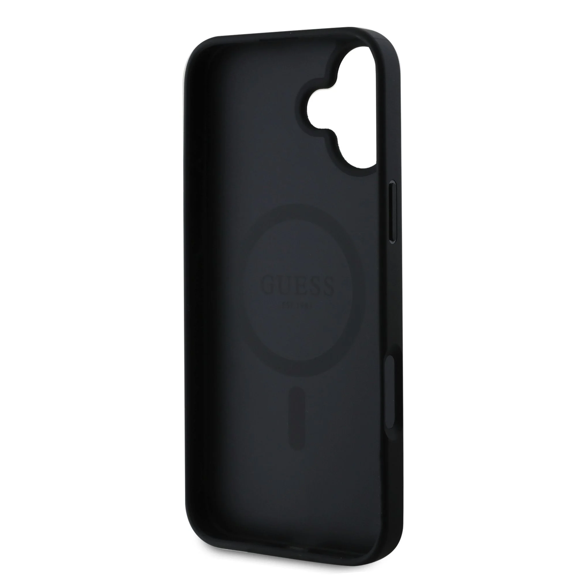 GUESS Калъф Apple iPhone 16 Plus, PU Grained Classic Logo MagSafe, черен - GUHMP16MPGHSMMK – снимка 3
