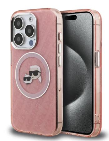 Karl Lagerfeld Калъф Apple iPhone 16 Pro, IML K/C Heads Repeated Logo MagSafe /розов/ - KLHMP16LHMKBKCHP