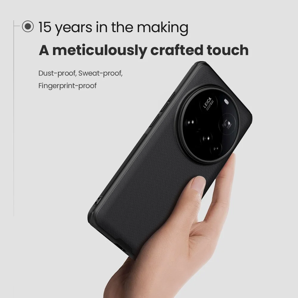 Рекламна графика за калъф Nillkin Super Frosted Pro Magnetic за Xiaomi 15 Ultra – “15 years in the making” (15 години в направане) слоган