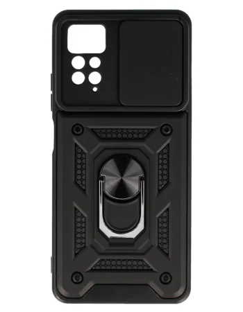 Калъф Armor CamSlide за Motorola Edge 40 Pro 5G – черен удароустойчив кейс с плъзгащ предпазител за камера и метален ринг-стойка