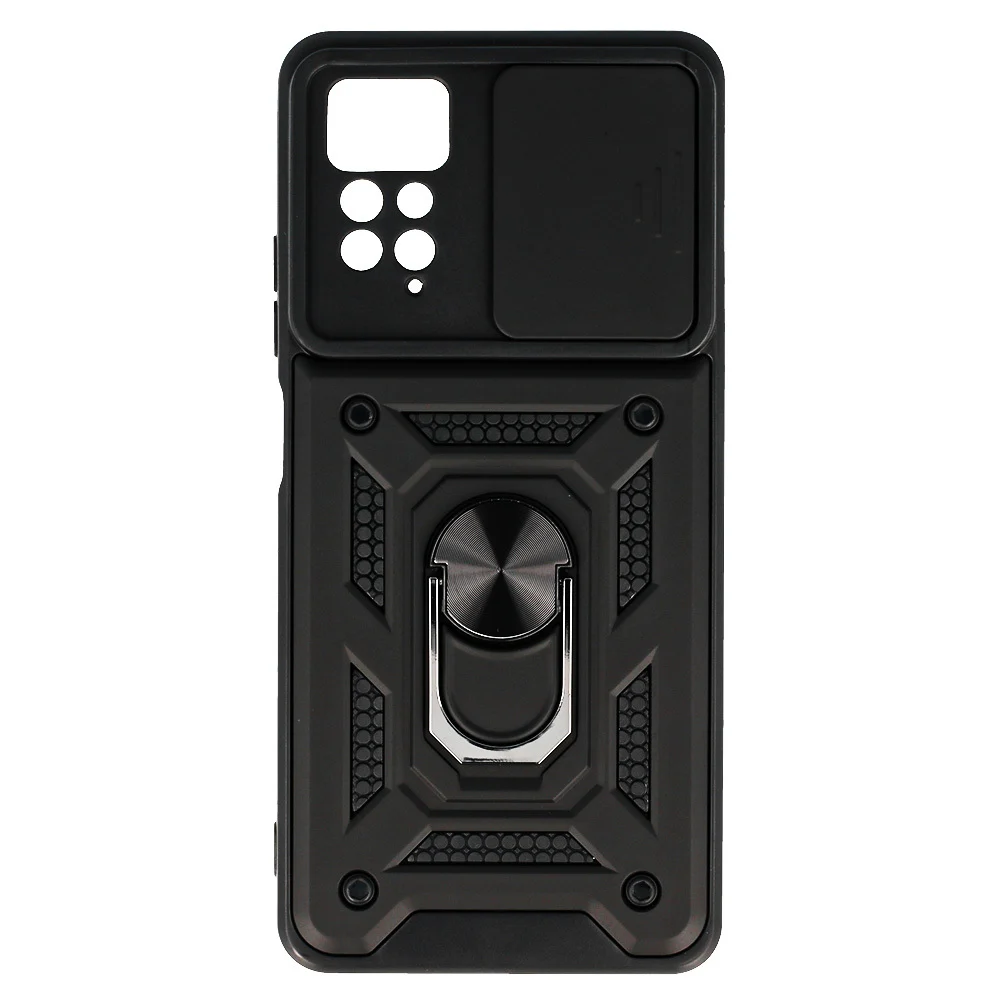 Калъф Armor CamSlide за Motorola Edge 40 Pro 5G – черен удароустойчив кейс с плъзгащ предпазител за камера и метален ринг-стойка