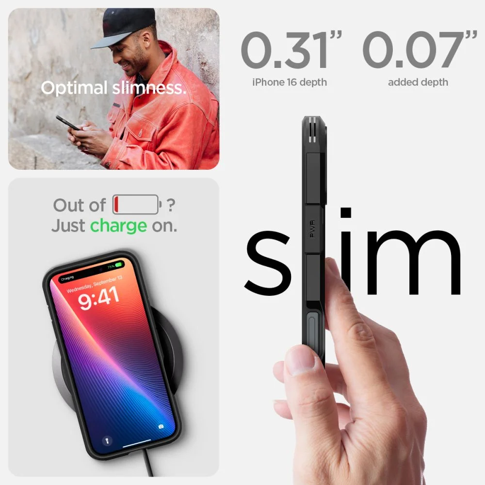 Калъф SPIGEN Tough Armor със стойка, Apple iPhone 16 Pro, MagSafe /черен/ – снимка 9