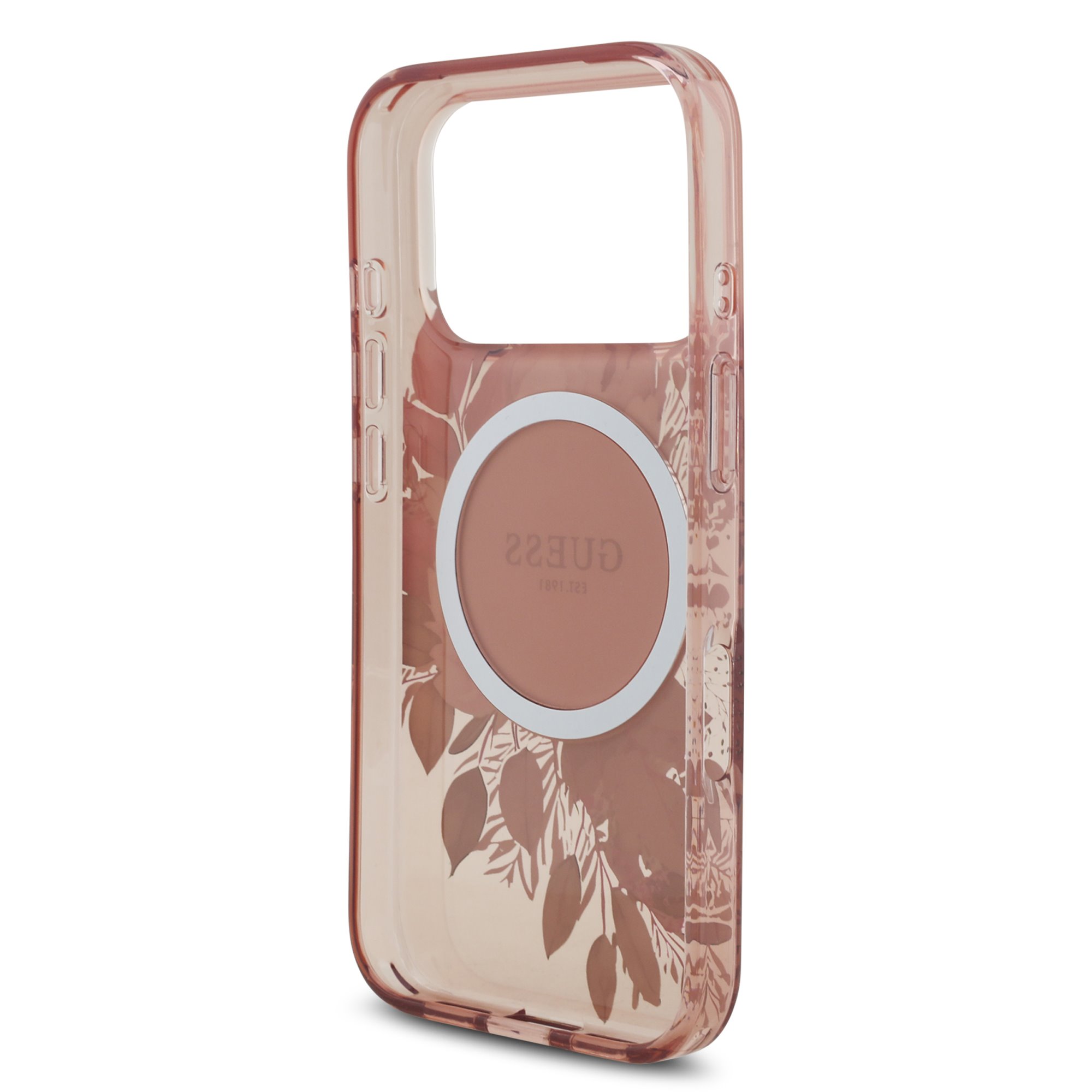 GUESS Калъф Apple iPhone 17 Pro Max, IML Flowers Allover MagSafe + Wrist Strap, розов - GUHMP17XHFWBRCESP – снимка 5