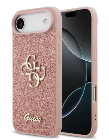 GUESS Калъф Apple iPhone 17 Air, PU Fixed Glitter 4G Metal Logo, розов - GUHCP17MHG4SGP