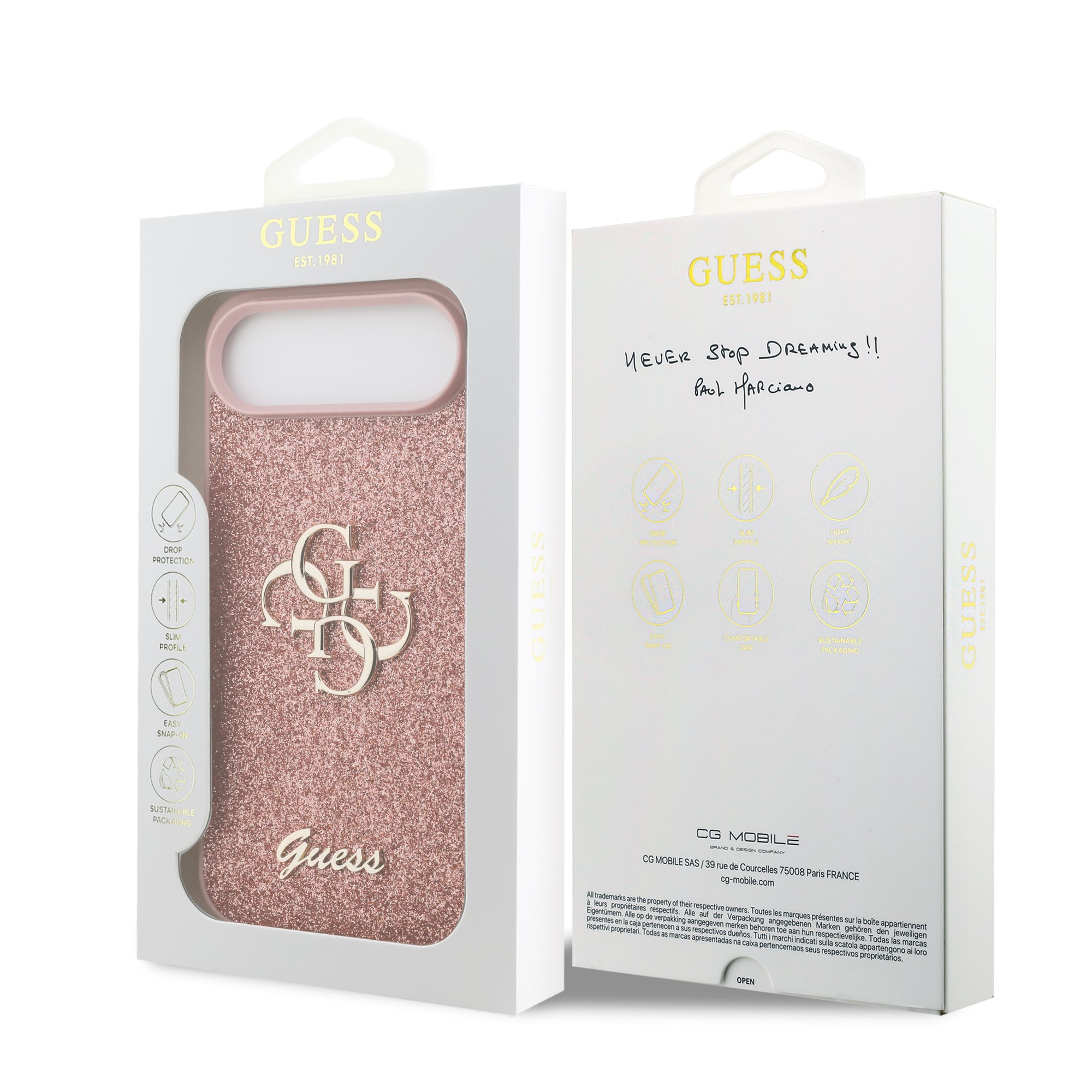 GUESS Калъф Apple iPhone 17 Air, PU Fixed Glitter 4G Metal Logo, розов - GUHCP17MHG4SGP – снимка 7