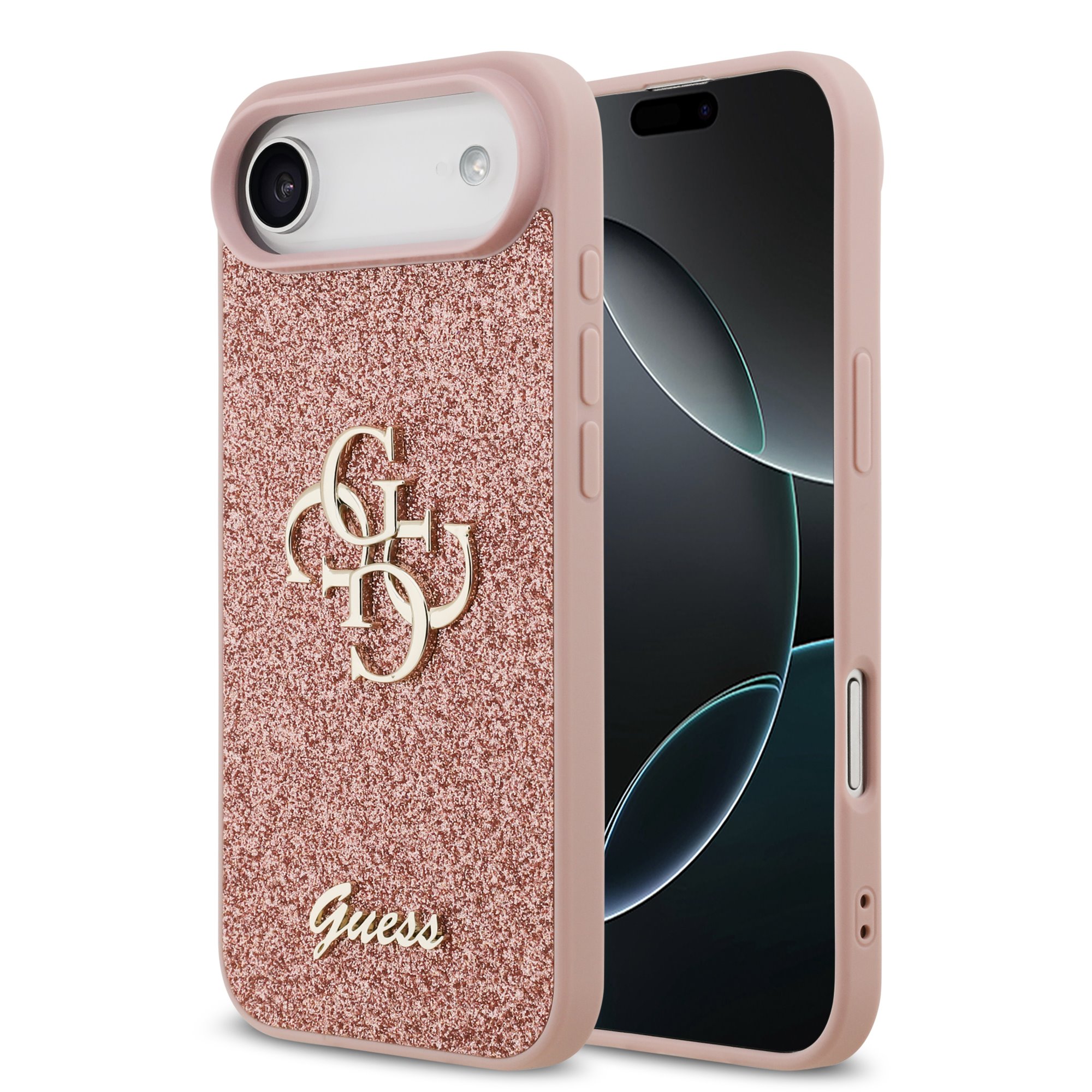 GUESS Калъф Apple iPhone 17 Air, PU Fixed Glitter 4G Metal Logo, розов - GUHCP17MHG4SGP