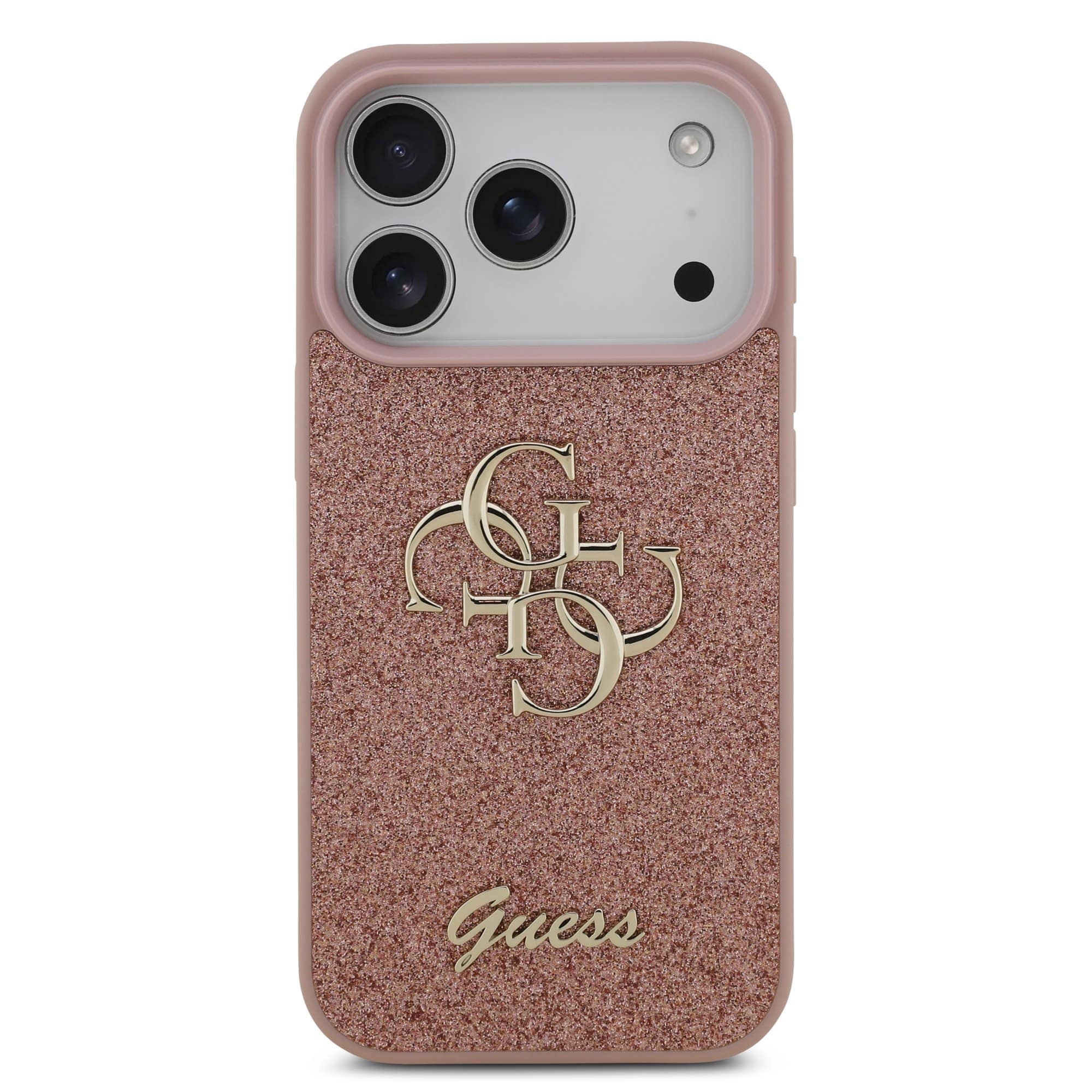 GUESS Калъф Apple iPhone 17 Pro Max, PU Fixed Glitter 4G Metal Logo, розов - GUHCP17XHG4SGP – снимка 3