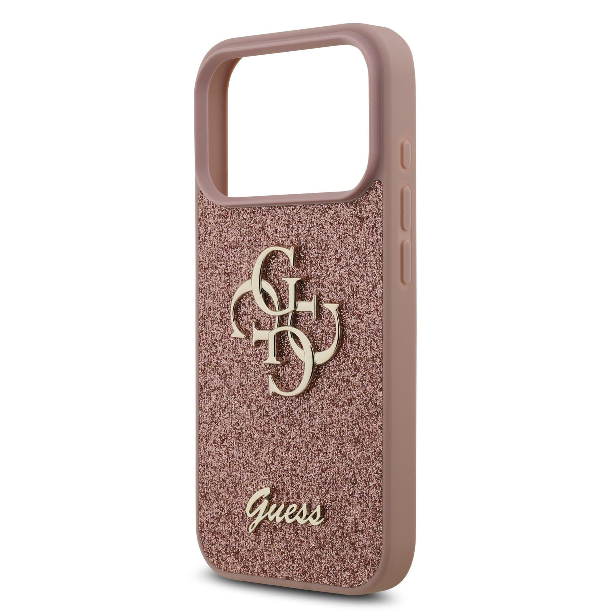 GUESS Калъф Apple iPhone 17 Pro Max, PU Fixed Glitter 4G Metal Logo, розов - GUHCP17XHG4SGP – снимка 5