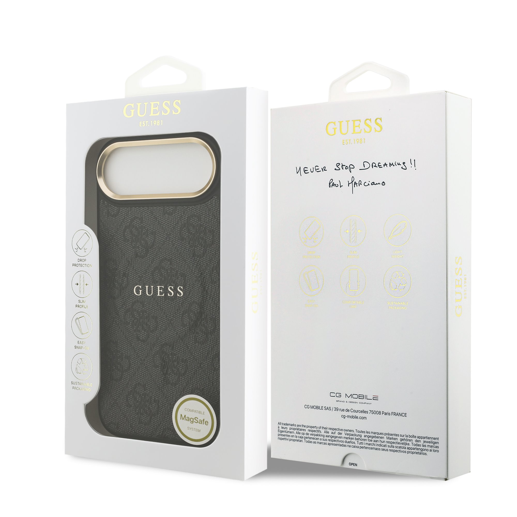 GUESS Калъф Apple iPhone 17 Air, PU Leather 4G Gold Frame MagSafe, черен - GUHMP17MP4MSEGCK – снимка 8