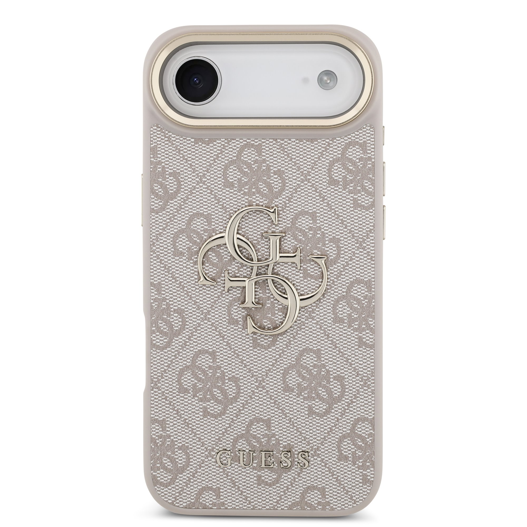 GUESS Калъф Apple iPhone 17 Air, PU Leather 4G Metal Logo Gold Frame, розов - GUHCP17M4GMGCPI – снимка 3