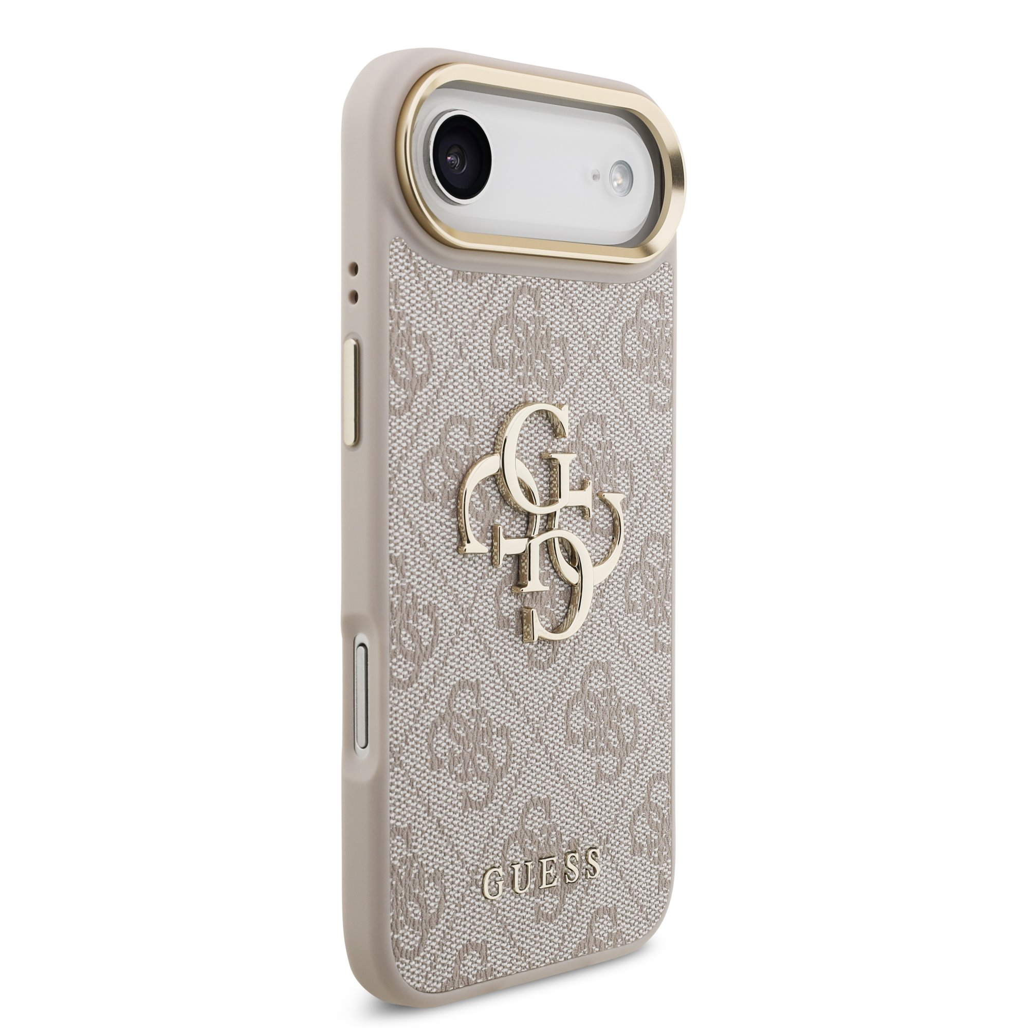 GUESS Калъф Apple iPhone 17 Air, PU Leather 4G Metal Logo Gold Frame, розов - GUHCP17M4GMGCPI – снимка 4