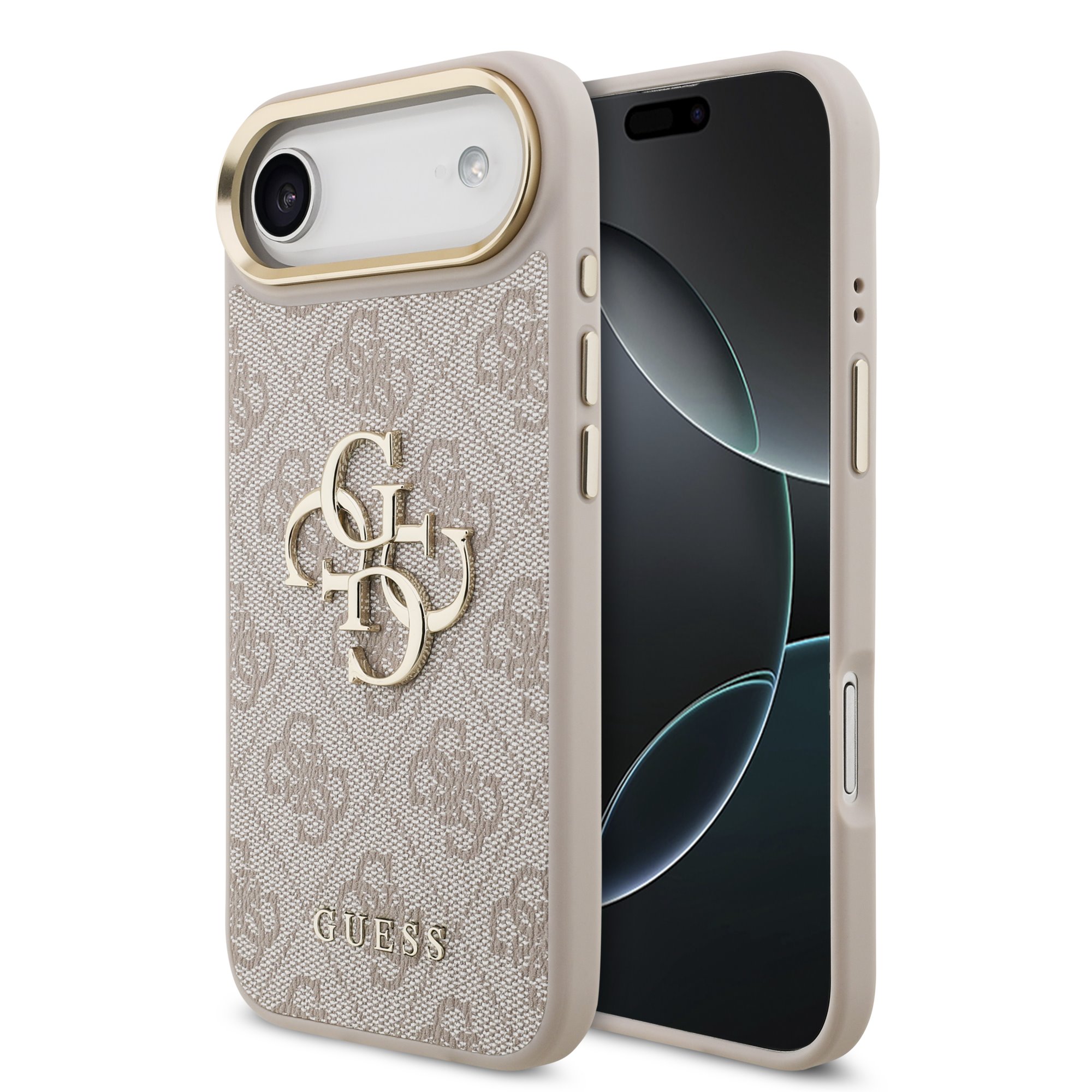 GUESS Калъф Apple iPhone 17 Air, PU Leather 4G Metal Logo Gold Frame, розов - GUHCP17M4GMGCPI