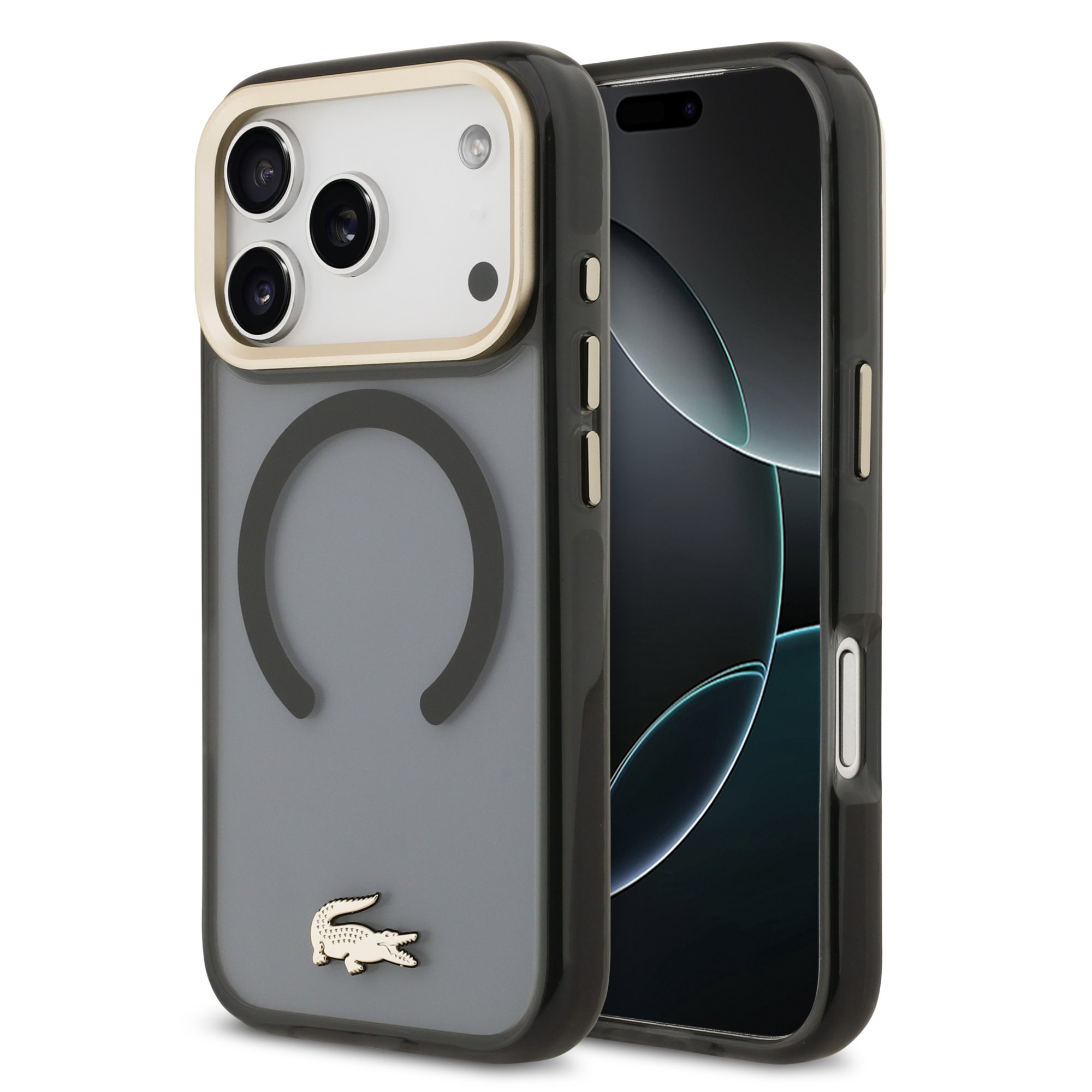 LACOSTE Калъф Apple iPhone 17 Pro Max, PC/TPU Frosted Finish Gold Logo MagSafe Black - LCHMP17XUFWAK
