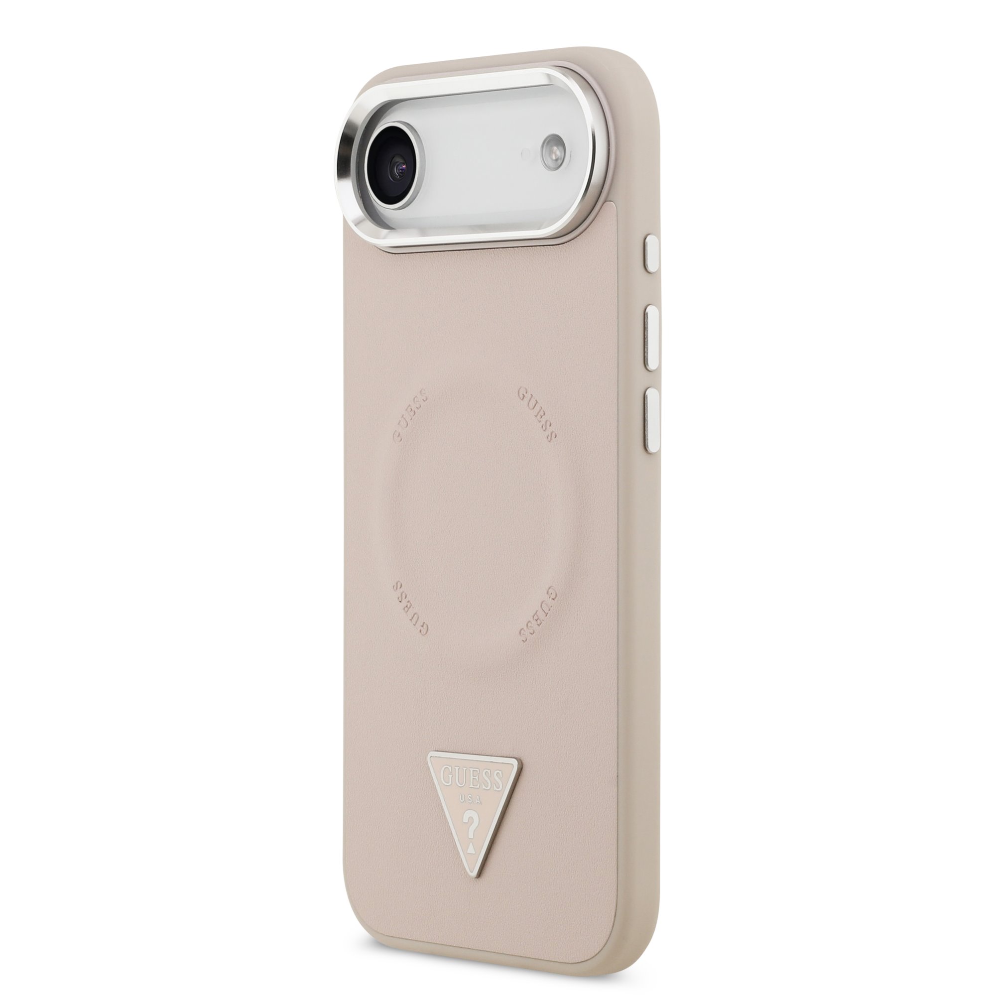 GUESS Калъф Apple iPhone 17 Air, PU Leather Triangle Logo MagSafe, розов - GUHMP17MPSDTSCMP – снимка 5