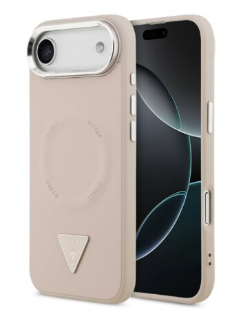 GUESS Калъф Apple iPhone 17 Air, PU Leather Triangle Logo MagSafe, розов - GUHMP17MPSDTSCMP