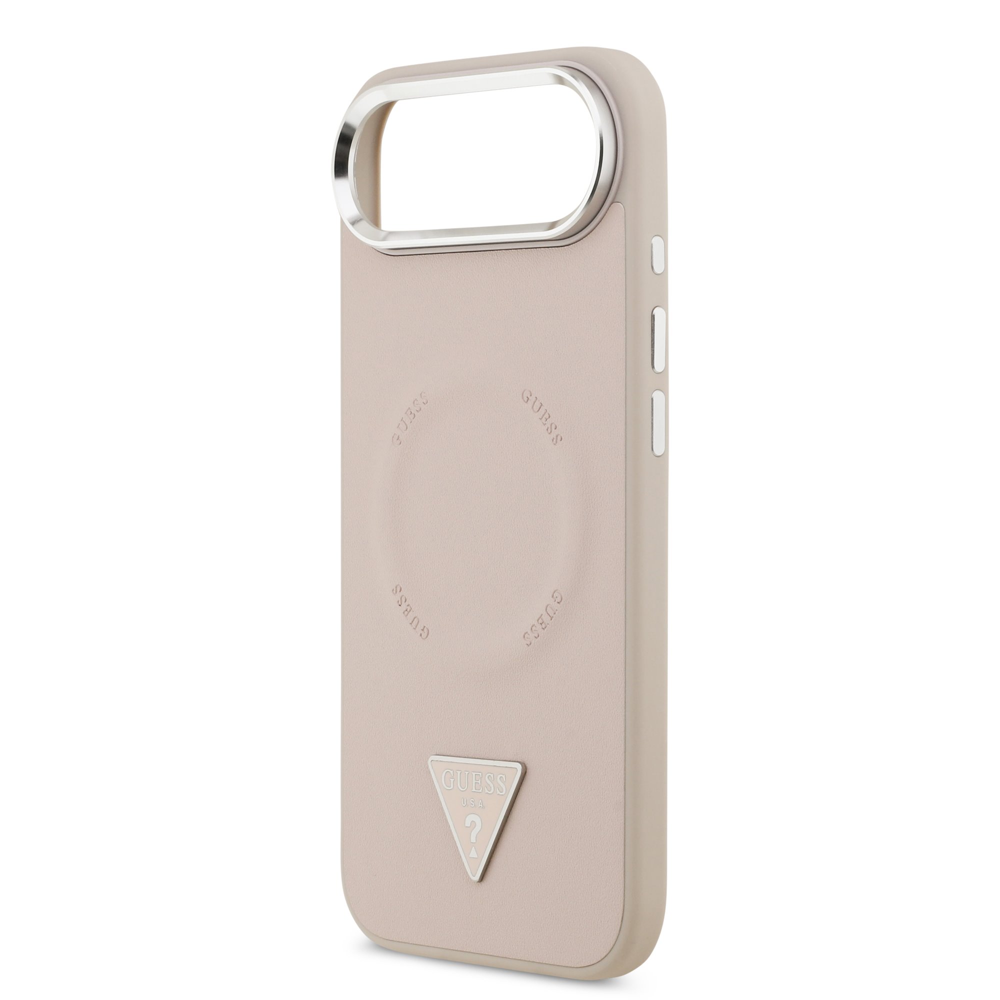 GUESS Калъф Apple iPhone 17 Air, PU Leather Triangle Logo MagSafe, розов - GUHMP17MPSDTSCMP – снимка 4