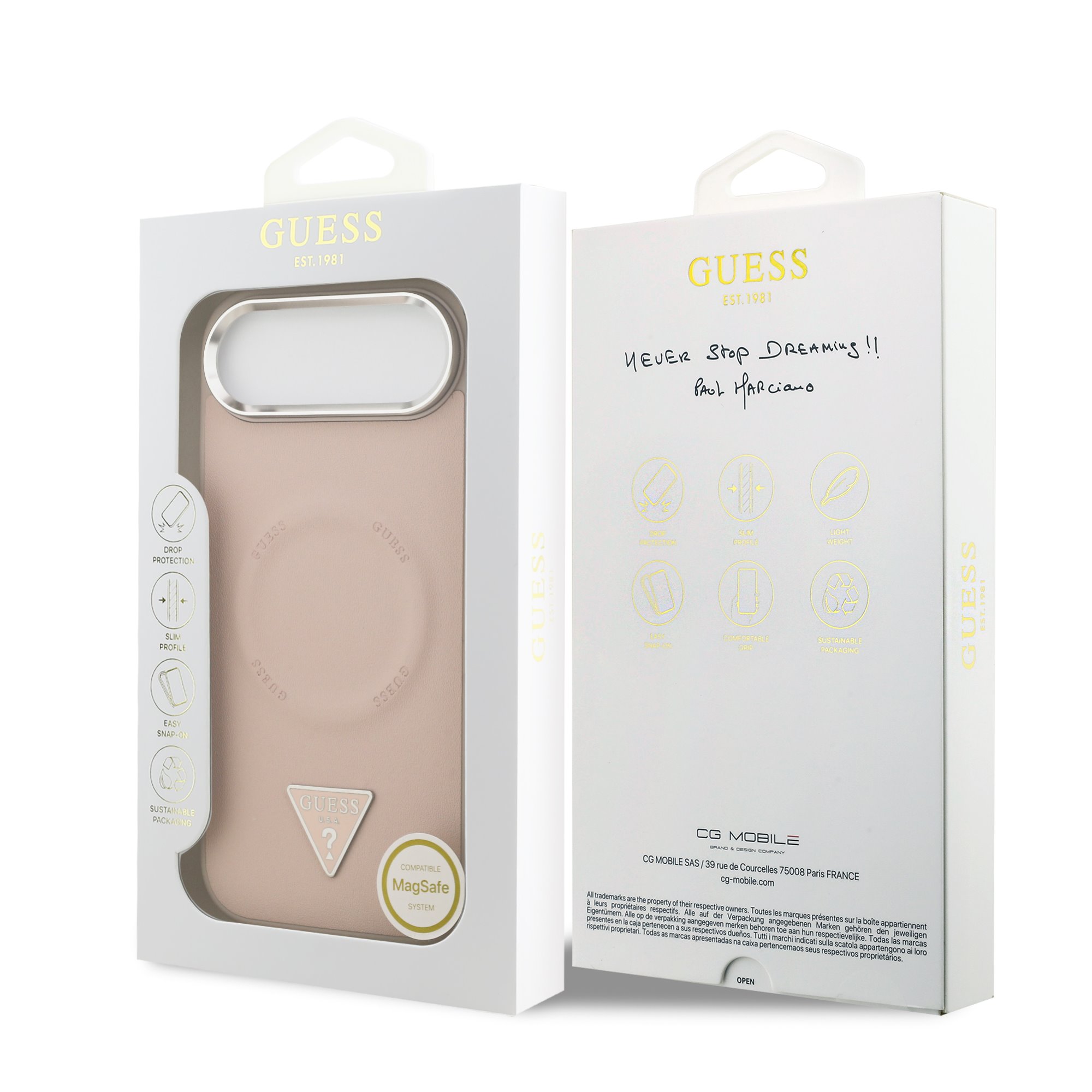 GUESS Калъф Apple iPhone 17 Air, PU Leather Triangle Logo MagSafe, розов - GUHMP17MPSDTSCMP – снимка 2