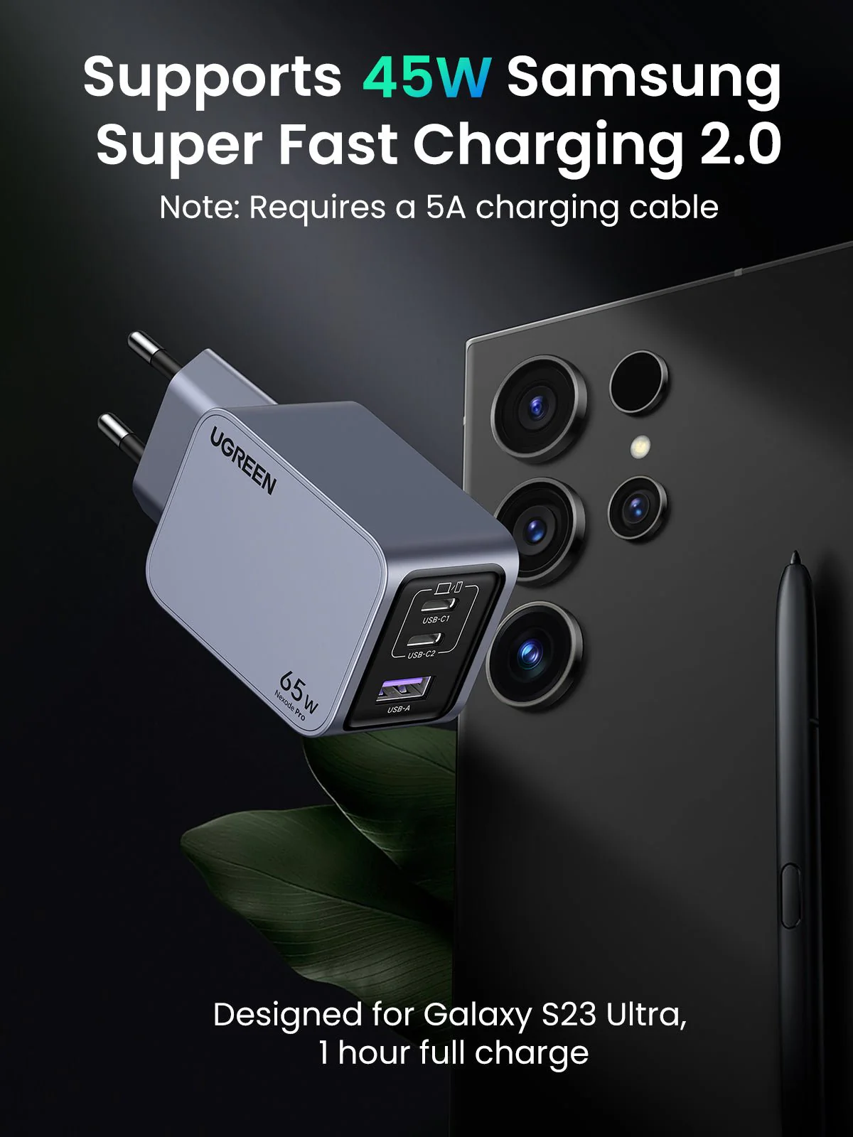 Зарядно устройство Ugreen X755 65W, сив - UG25871 – снимка 6