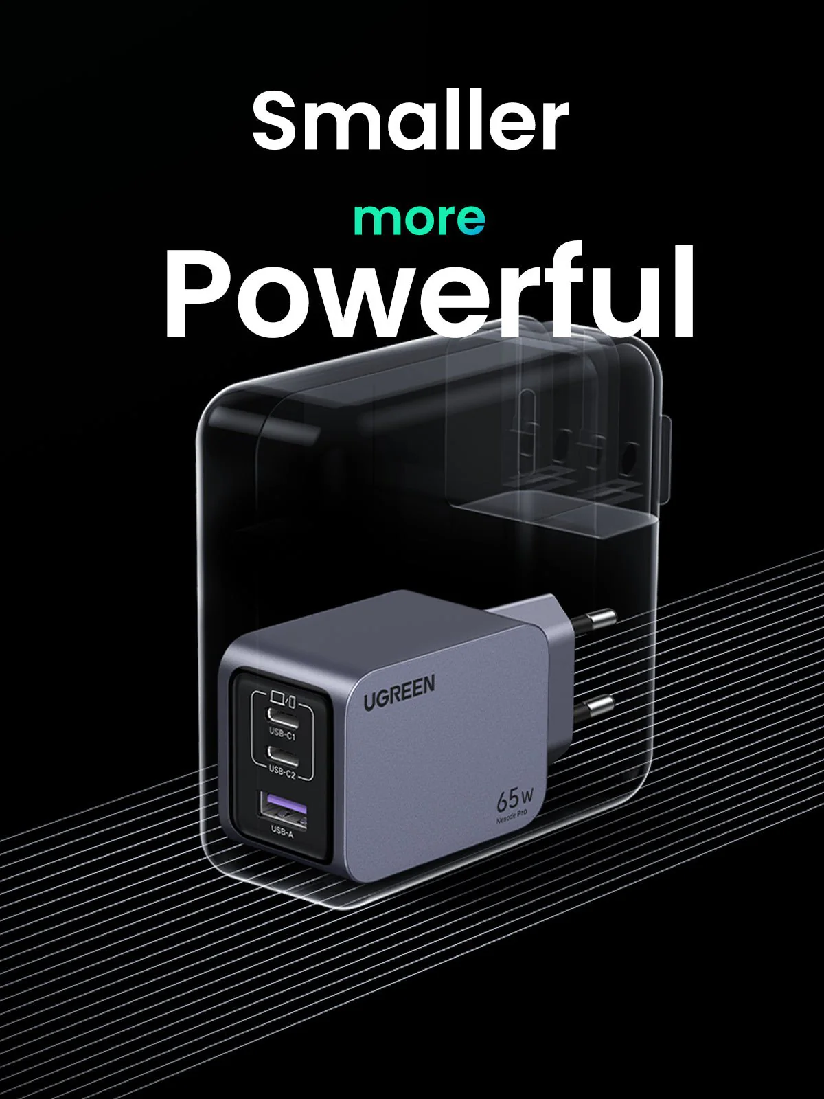 Зарядно устройство Ugreen X755 65W, сив - UG25871 – снимка 7