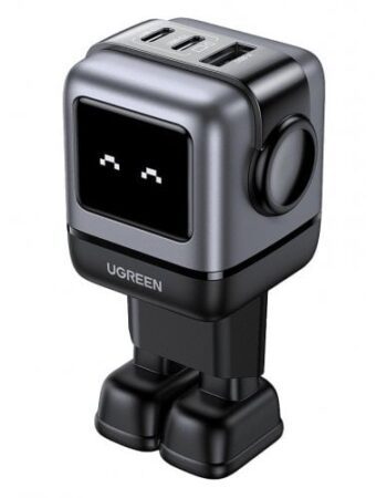 UGREEN 220V 65W, USB-A, 2xUSB-C Nexode RG Robot GaN, графит - CD361 / 25685B