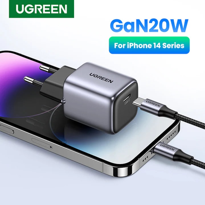 UGREEN 220V 20W, 1C Nexode Mini GaN /графит/ - CD318 / 90664 – снимка 2