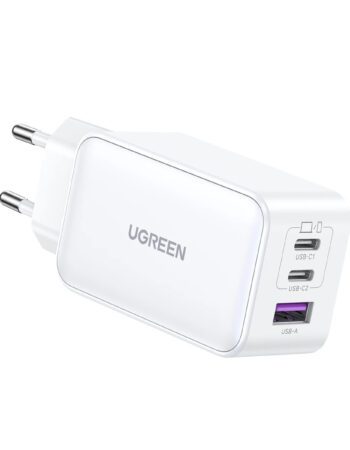 UGREEN 220V 65W, USB-A + 2xUSB-C, GaN Nexode, бял - CD244 / 15334