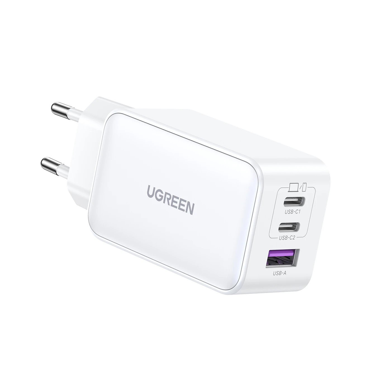 UGREEN 220V 65W, USB-A + 2xUSB-C, GaN Nexode, бял - CD244 / 15334