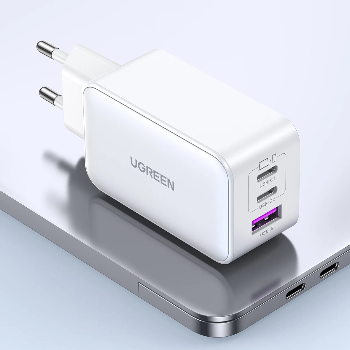 UGREEN 220V 65W, USB-A + 2xUSB-C, GaN Nexode, бял - CD244 / 15334 – снимка 2
