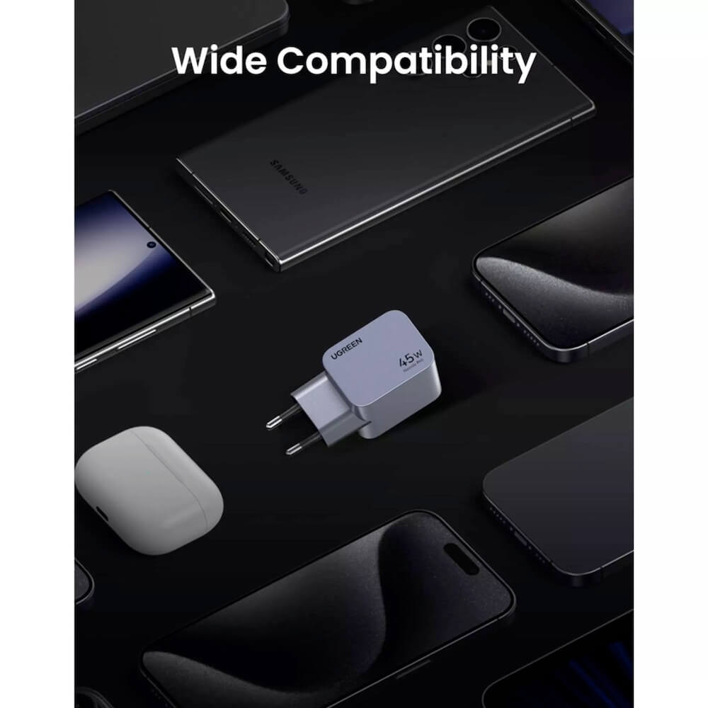 UGREEN 220V 45W, 2xUSB-C, Nexode Pro GaN, графит - X707 / 35008 – снимка 4