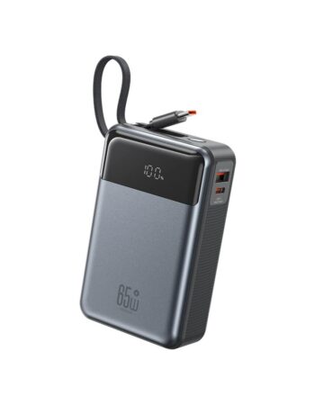 XO Power Bank 20000 mAh 65W + Digital display + вграден кабел - C, PR267 /сив/
