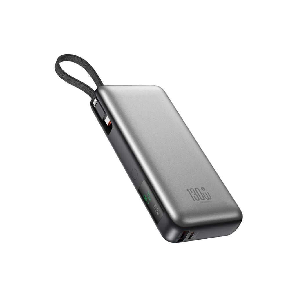 XO Power Bank 20000 mAh 130W + Digital display + вграден кабел - C, PR268 /сив/ – снимка 3