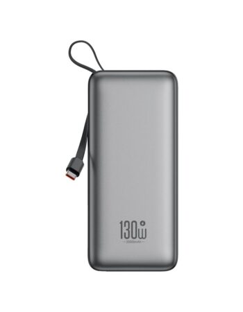 XO Power Bank 20000 mAh 130W + Digital display + вграден кабел - C, PR268 /сив/